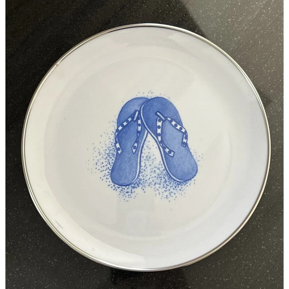 Flip Flop Lunch Plate Melamine Beachy Indoor Outdoor Summer Plate set of‎ 2
